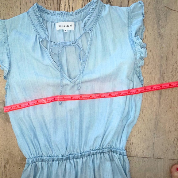 Bella Dahl Ruffle Sleeve Mini Dress Tencel Lycocell small Perennial Blue $165 - Picture 14 of 16